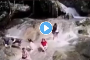 Shocking video Water Increased in waterfall Many People Drowing In Water Scary Video