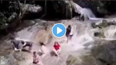 Shocking video Water Increased in waterfall Many People Drowing In Water Scary Video