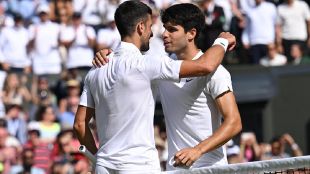 Wimbledon 2024 champion Carlos Alcaraz and runner up Novak Djokovic