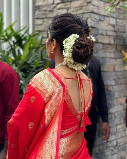 Ruchira Jadhav Red Saree Look