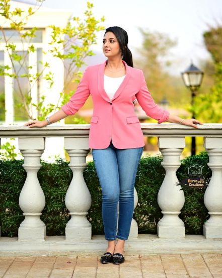 Tejashri Pradhan Pink Blazer Look