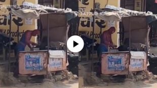 a Spiderman Ironing Clothes on a shop for earning money