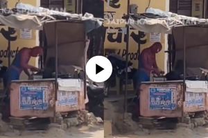 a Spiderman Ironing Clothes on a shop for earning money