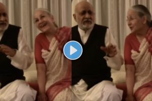 old man and woman are singing a famous hindi song video goes viral on social media