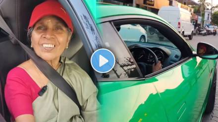 Viral Video Shows Radhamani 73 year old lady driving Jaguar F Type sports car