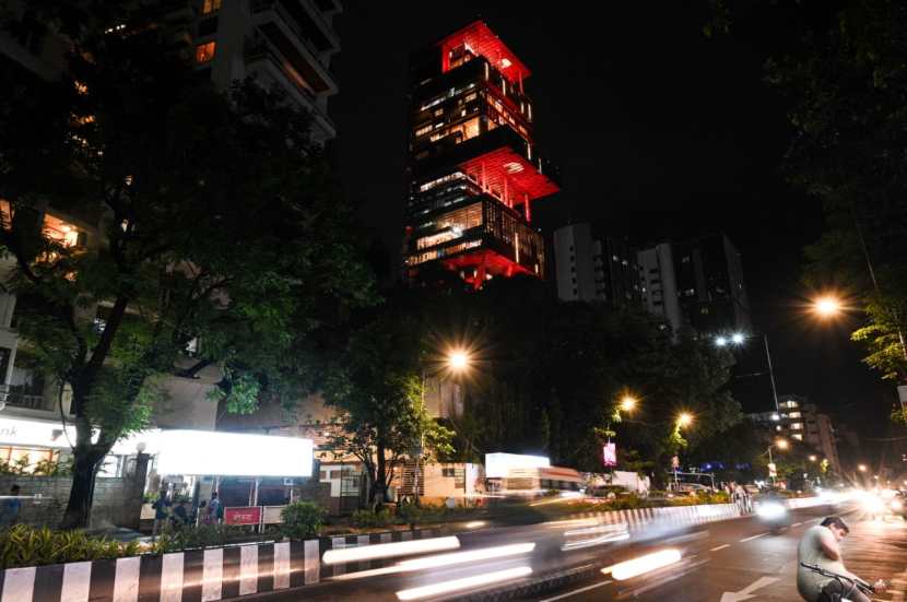 Antilia, the residence of the Ambani family, decks up with decorative lighting ahead of Mukesh Ambani’s son, Anant Ambani's wedding with Radhika Merchant