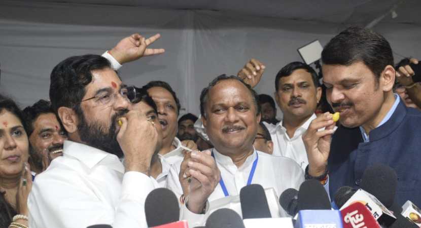 cm eknath shinde and devendra fadanvis after wining the maharashtra Legislative Council election