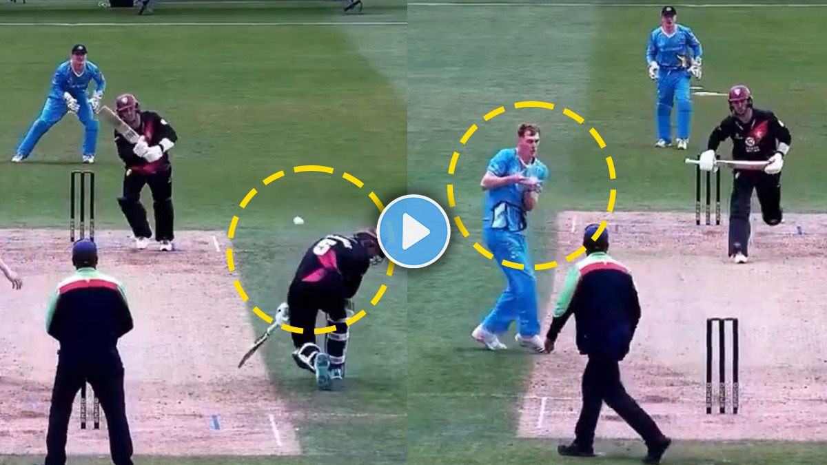 Ned Leonard Strange Dismissal by Ben Cliff Video viral in Somerset vs ...