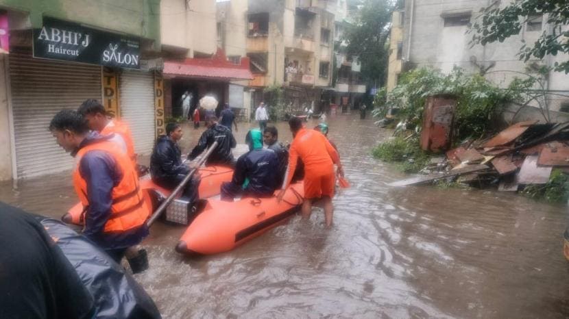 Pune Heavy Rainfall Tapovan Warje Pune Rescue Operation in Marathi