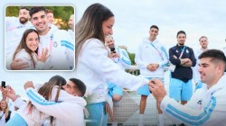 Paris Olympic 2024: ग्रुप फोटो काढताना हँडबॉल खेळाडूने हॉकी प्लेअर गर्लफ्रेंडला केलं प्रपोज, गुडघ्यावर बसून… पुढे काय घडलं? पाहा VIDEO
