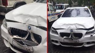 Worli Accident Today BMW Car hits Two Wheeler