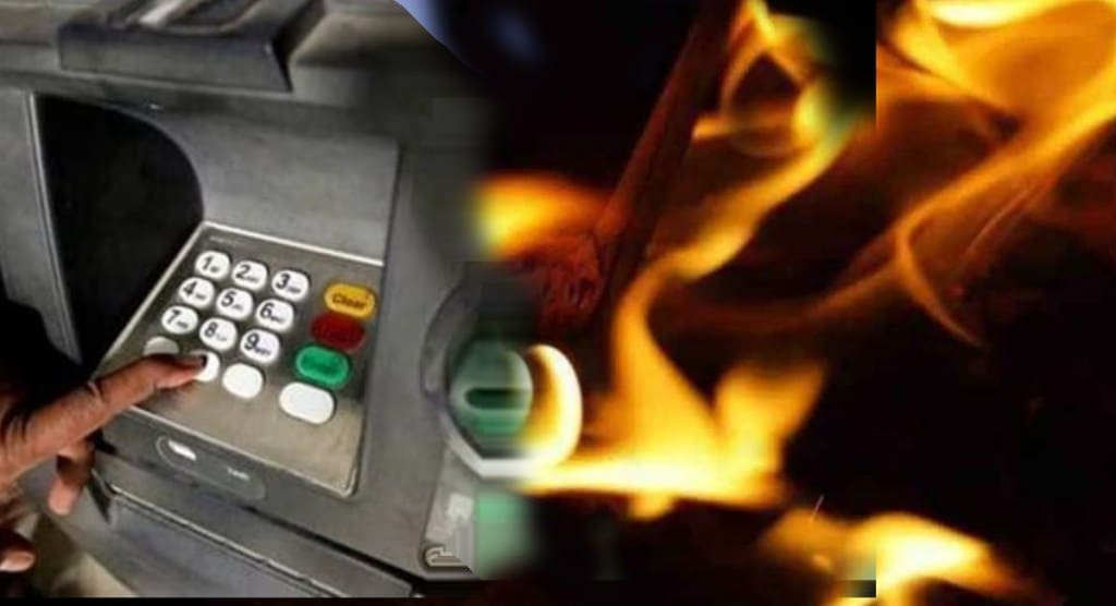 Atm Machines Catch Fire after robbery attempt