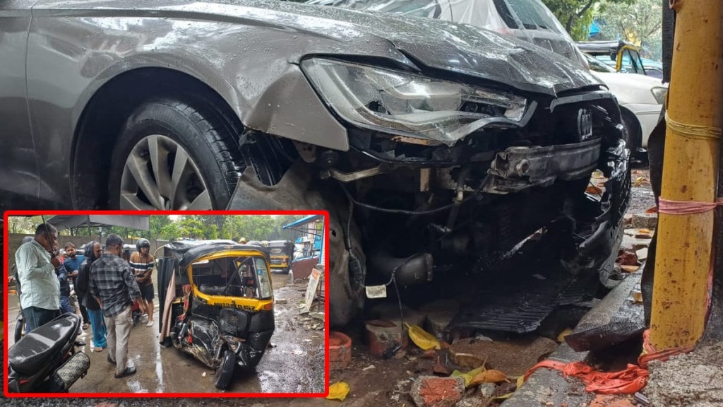 A speeding Audi car hit two rickshaws in Mulund Mumbai