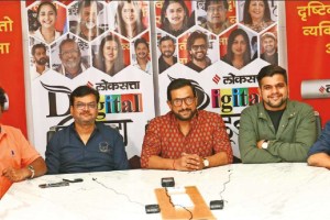 team of the marathi cinema dharmaveer 2 visited the loksatta office for movie promotion