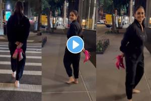 genelia deshmukh barefoot walk on new york street
