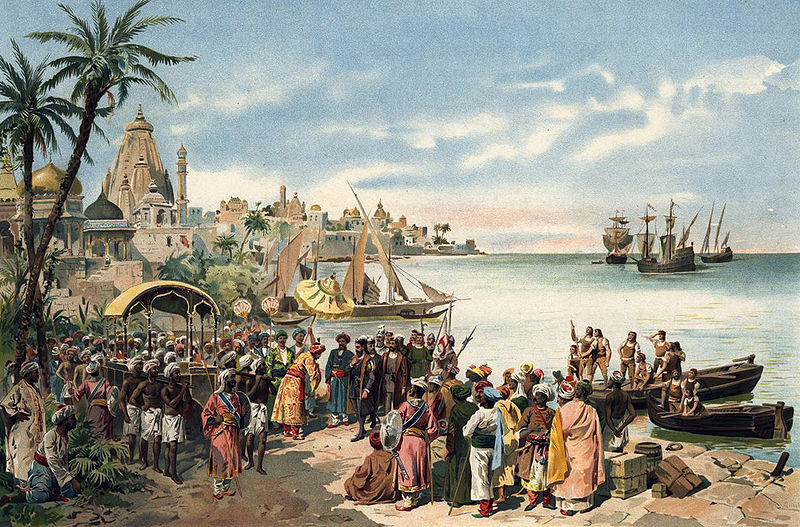 The arrival of Vasco da Gama at Calicut, by Roque Gameiro, 1900