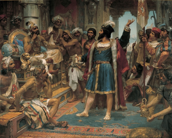 Vasco da Gama before the Zamorin of Calicut, by Veloso Salgado, 1898