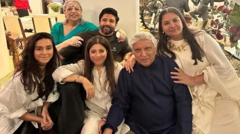 javed akhtar with family