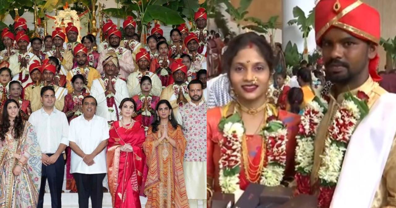 Mukesh Ambani and Nita Ambani present organised mass wedding of the underprivileged being A newly married couple reaction