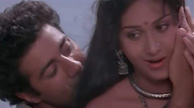 meenakshi seshadri kissing scene with sunny deol