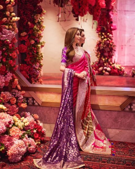 nita ambani beautiful look in charbagh saree