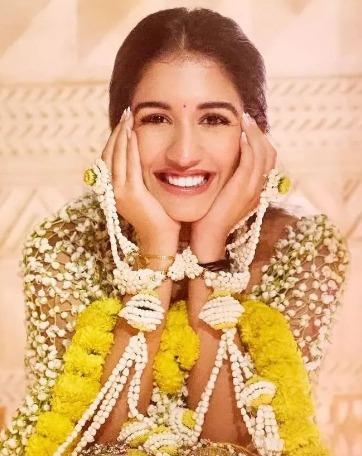 radhika merchant haldi ceremony floral jaal dupatta