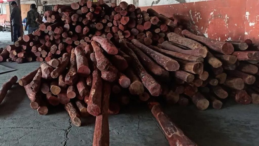 red sandalwood worth Rs eight crore seized Where did the action take place