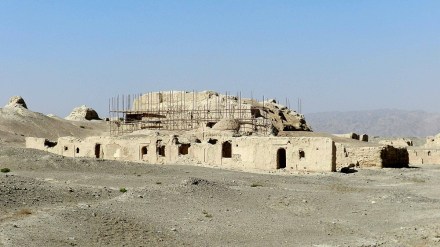 Qigexing Buddhist Temple Ruins, southwest of the town of Yanqi, Yanqi Hui Autonomous County, Xinjiang, China.