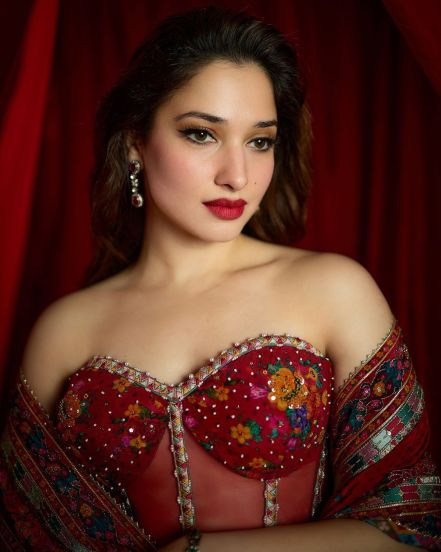 tamannah-bhatia-stree-2-red-corset-saree