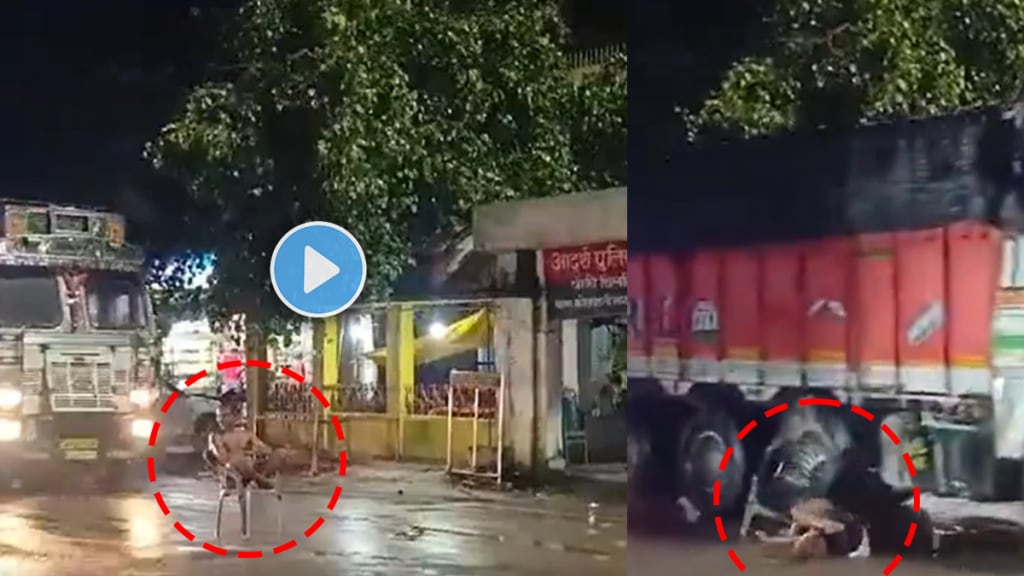 A man sitting on a road in front of the police station was hit by a truck