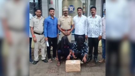 Two smugglers from Sabe village who were selling ganja on Nehru road in Dombivli arrested