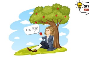 Isaac newton sitting under apple tree