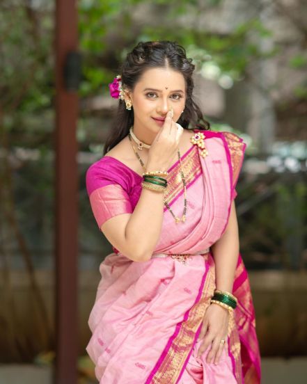 Madhura Joshi Pink Nauvari Saree Look