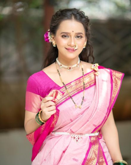 Madhura Joshi Pink Nauvari Saree Look