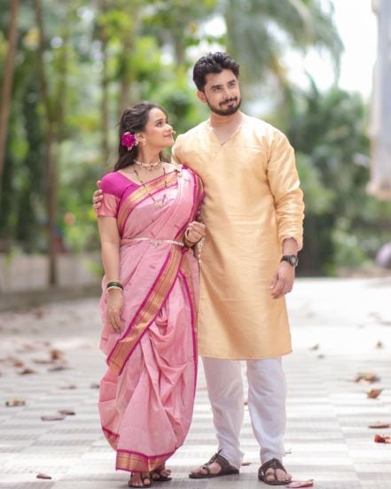 Madhura Joshi Pink Nauvari Saree Look