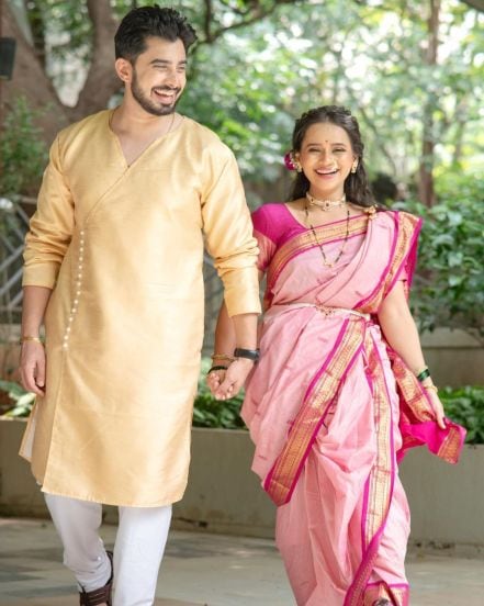 Madhura Joshi Pink Nauvari Saree Look