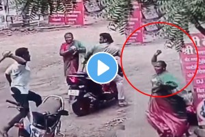 Maharashtra Kolhapur Mother Saves Son's Life, Attacked With Sword shocking CCTV