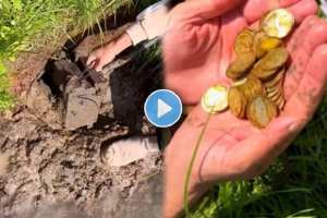 The woman found the secret money buried in the ground