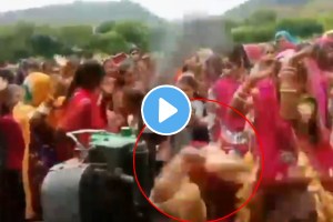 Women saree trapped in generator while dancing on janmashtami rajasthan shocking horrible video