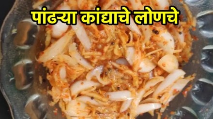 White Onion Pickle recipe in marathi how to make white Onion Pickle in marathi