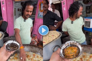 Pakoda seller viral video of stunt by dipping hand into boiling oil to serve pakoda to blogger in rajasthan