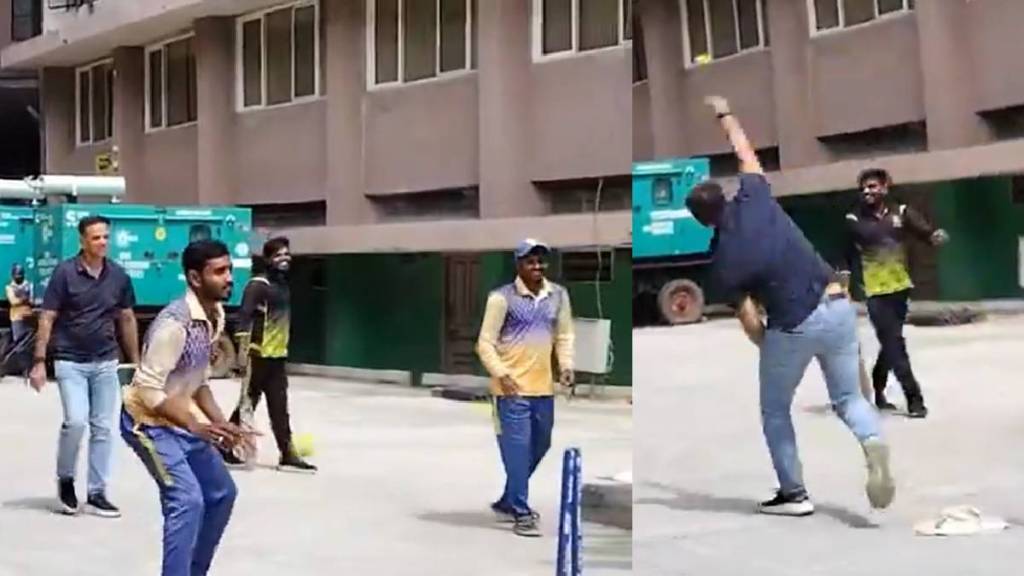 Rahul Dravid Fast Bowling viral video in a street match with NCA ground staff