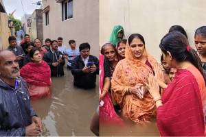 Ravindra Jadeja Wife BJP MLA Rivaba Jadeja Inspects Waterlogged Area Video