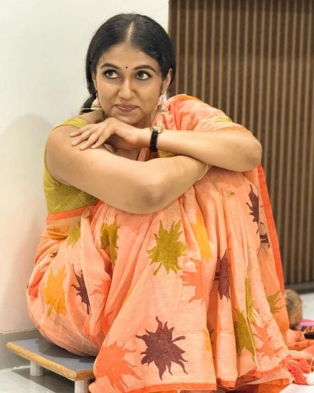 Rinku Rajguru Orange Saree Look