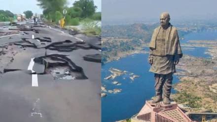 Road Connecting Baroda to Statue Of Unity Broken