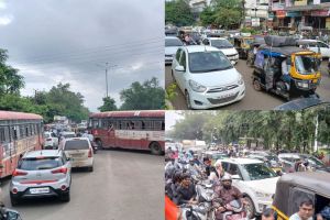 Traffic congestion at different place in Nashik city