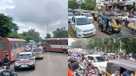 Traffic congestion at different place in Nashik city