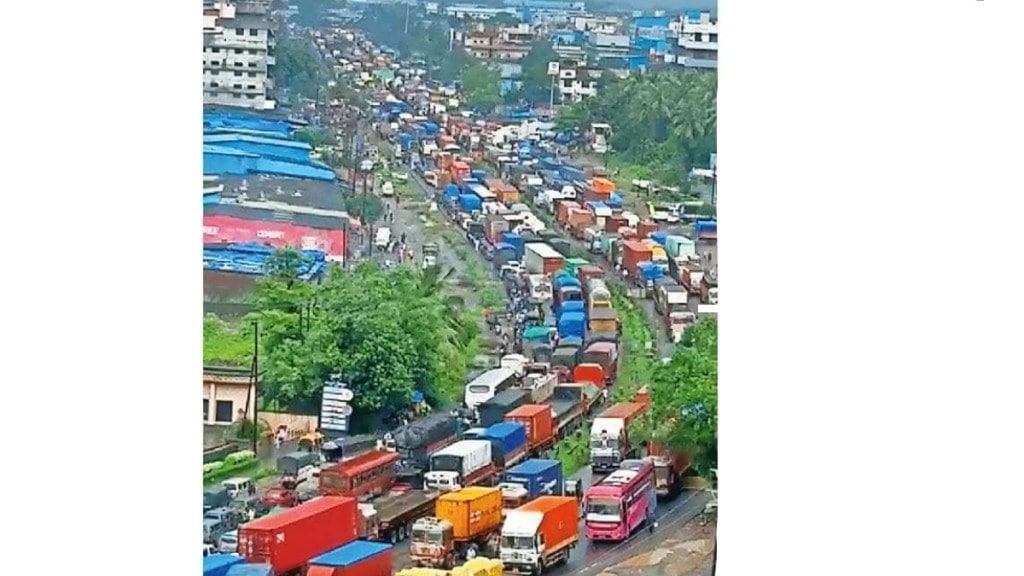 Traffic stopped for 15 hours after truck overturned at Vasai Phata