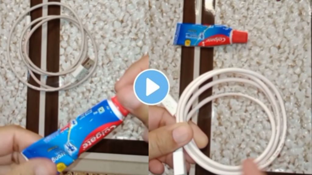 Jugaad Video | how to clean charger cable with the help of toothpaste