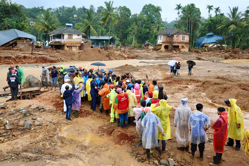 Rahul Gandhi said he was “deeply pained” to see people who have lost family members and homes in the tragedy, calling it a “national disaster” and demanding an urgent comprehensive action plan. (Express Photo)